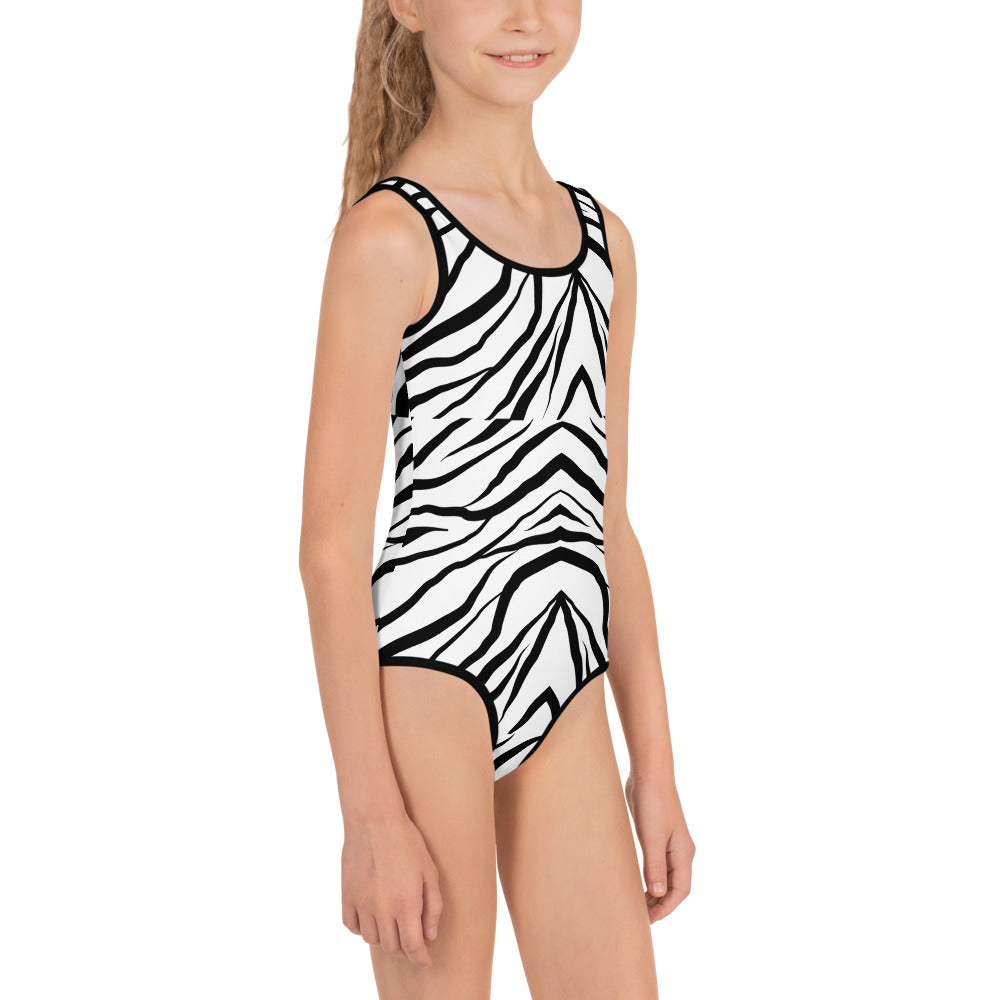 Striped Zebra Vibrance Girl's Swimsuit - FLAKOUT