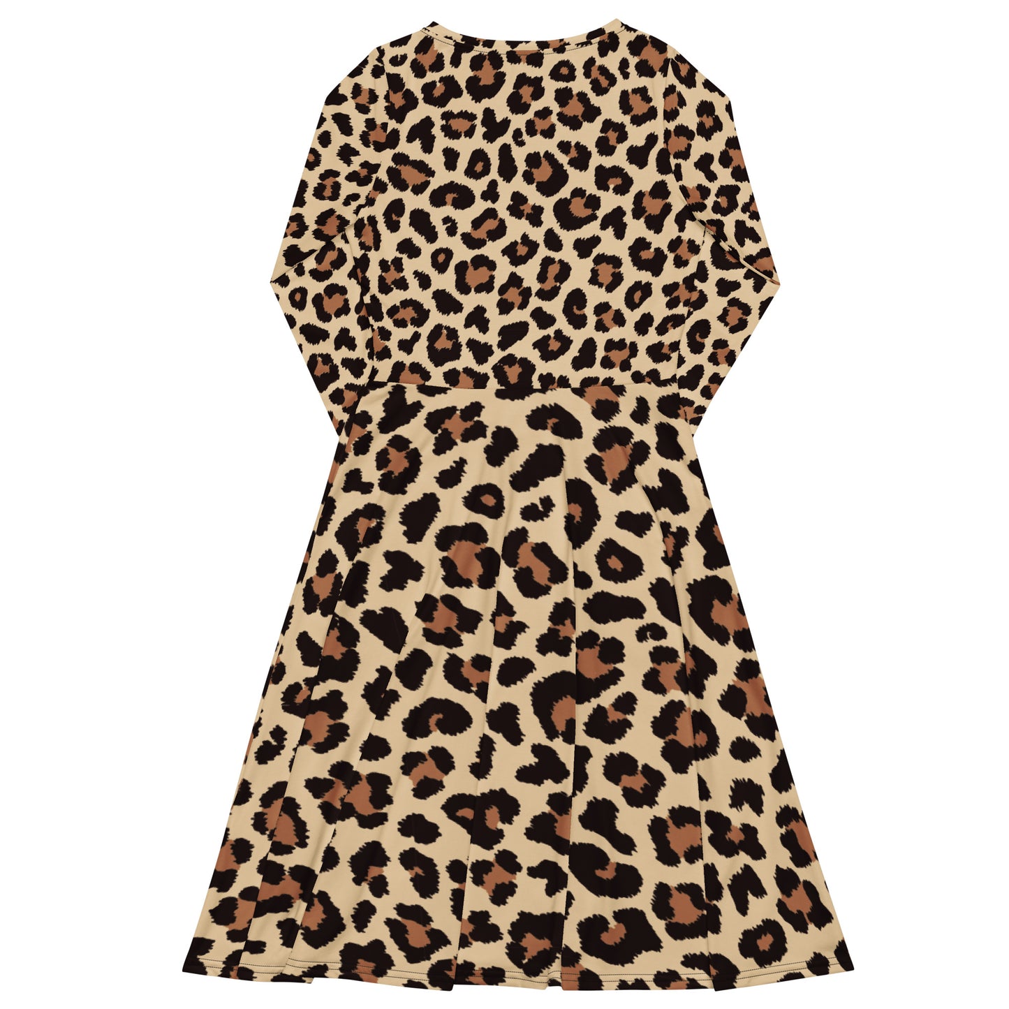 Leopar Chic Feline Women's Long Sleeve Midi Dress - FLAKOUT