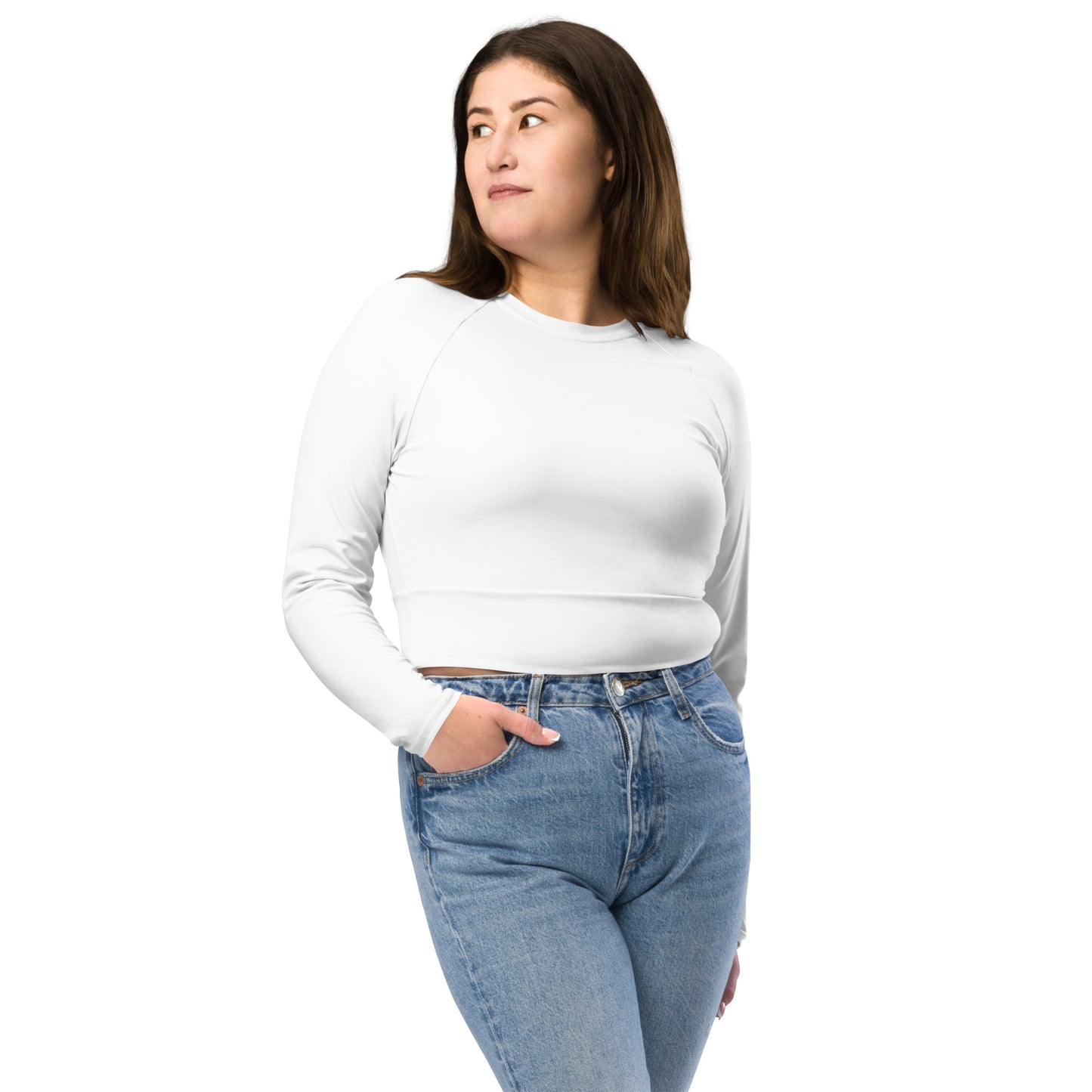 Women's Recycled Long-sleeve Crop Top - White