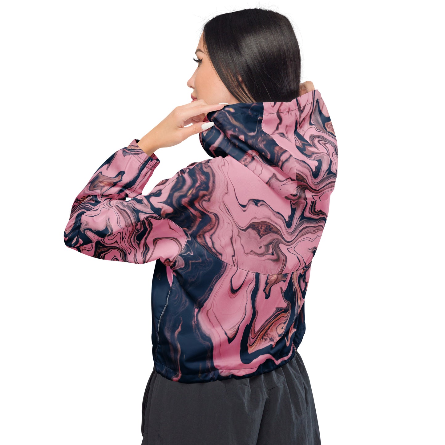 Azure Twilight Women’s Cropped Windbreaker - FLAKOUT