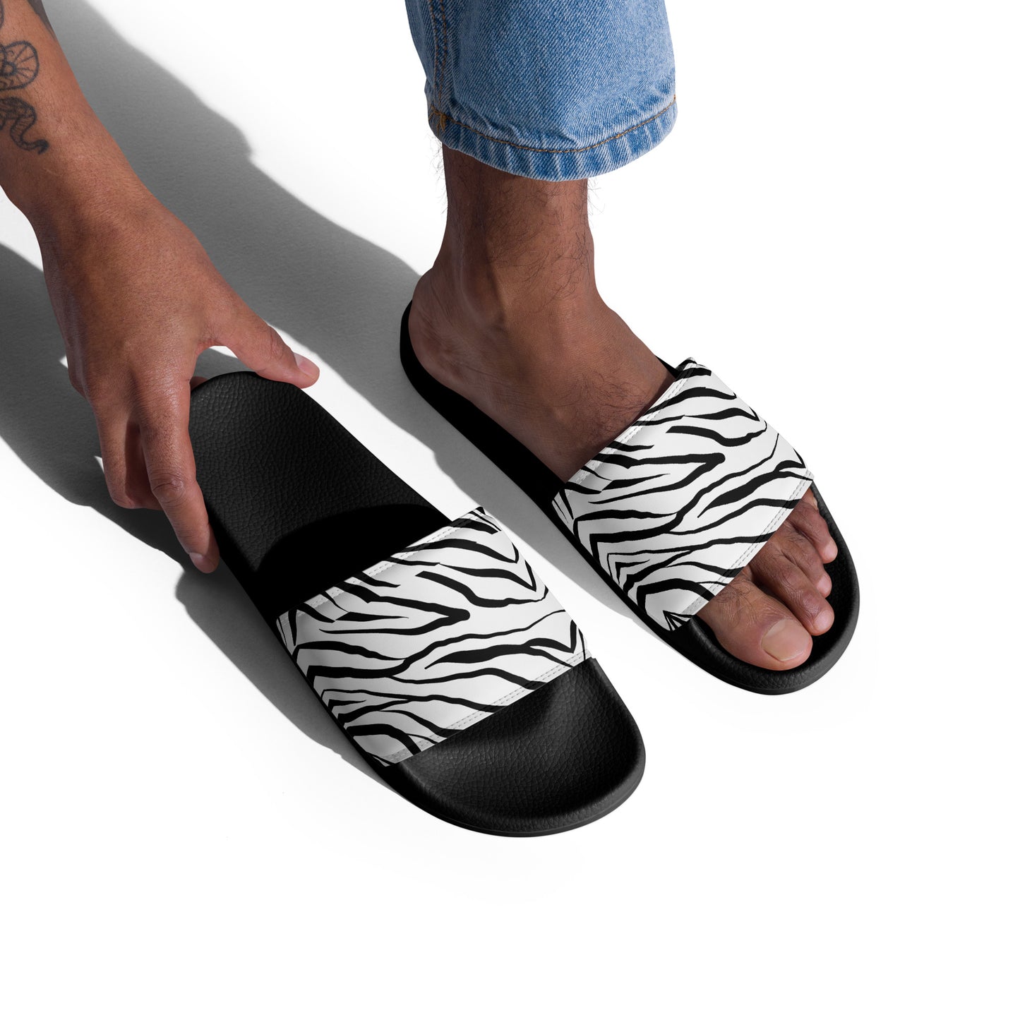 Striped Zebra Vibrance Men’s Slides - FLAKOUT