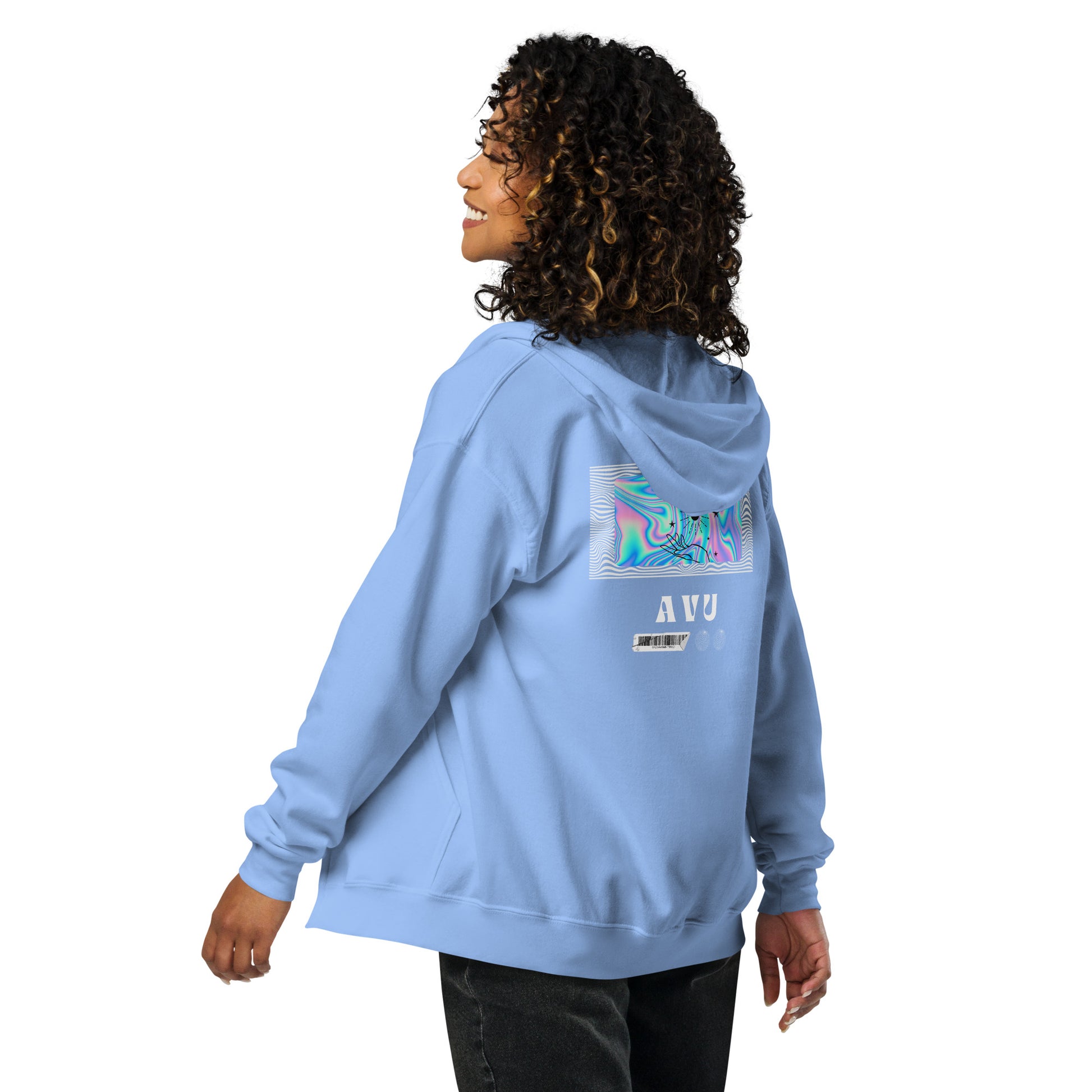 Echoes Of Dejavu Heavy Harmony Fusion Zip Hoodie - Carolina Blue - FLAKOUT