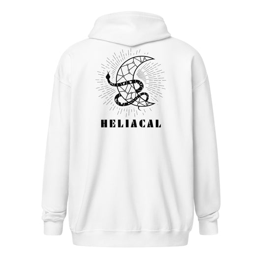 Celestial Heliacal Glow Heavy Harmony Fusion Zip Hoodie - White - FLAKOUT