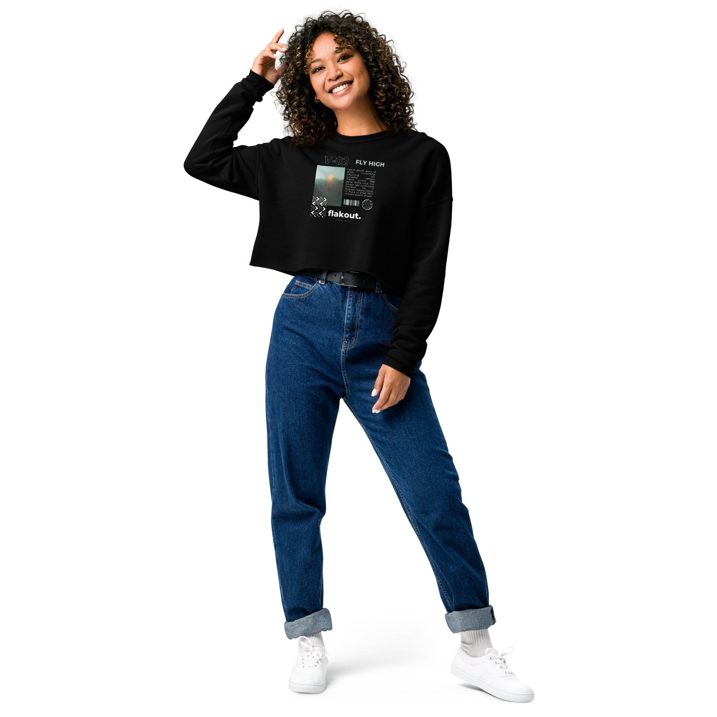 Fly High Voyager Women's Crop Sweatshirt - Black - FLAKOUT