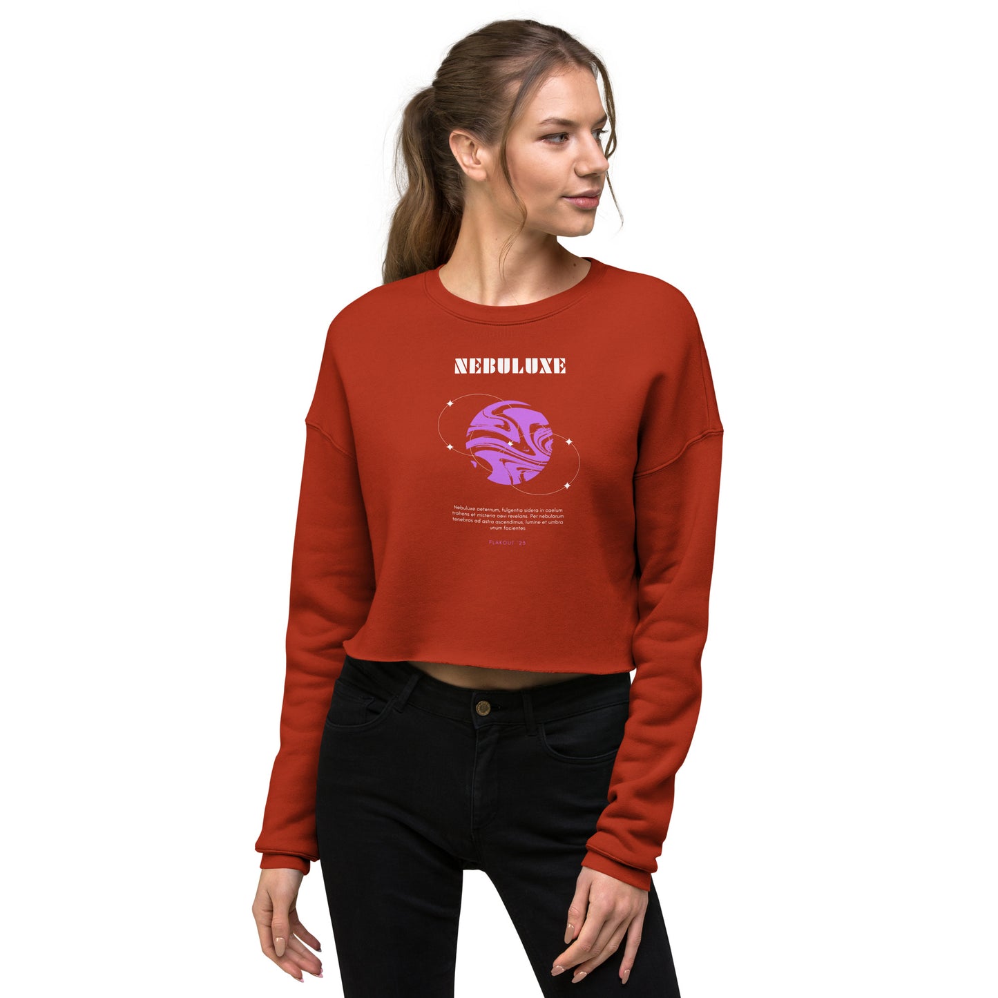 Nebuluxe Brilliance Women's Crop Sweatshirt - Brick - FLAKOUT