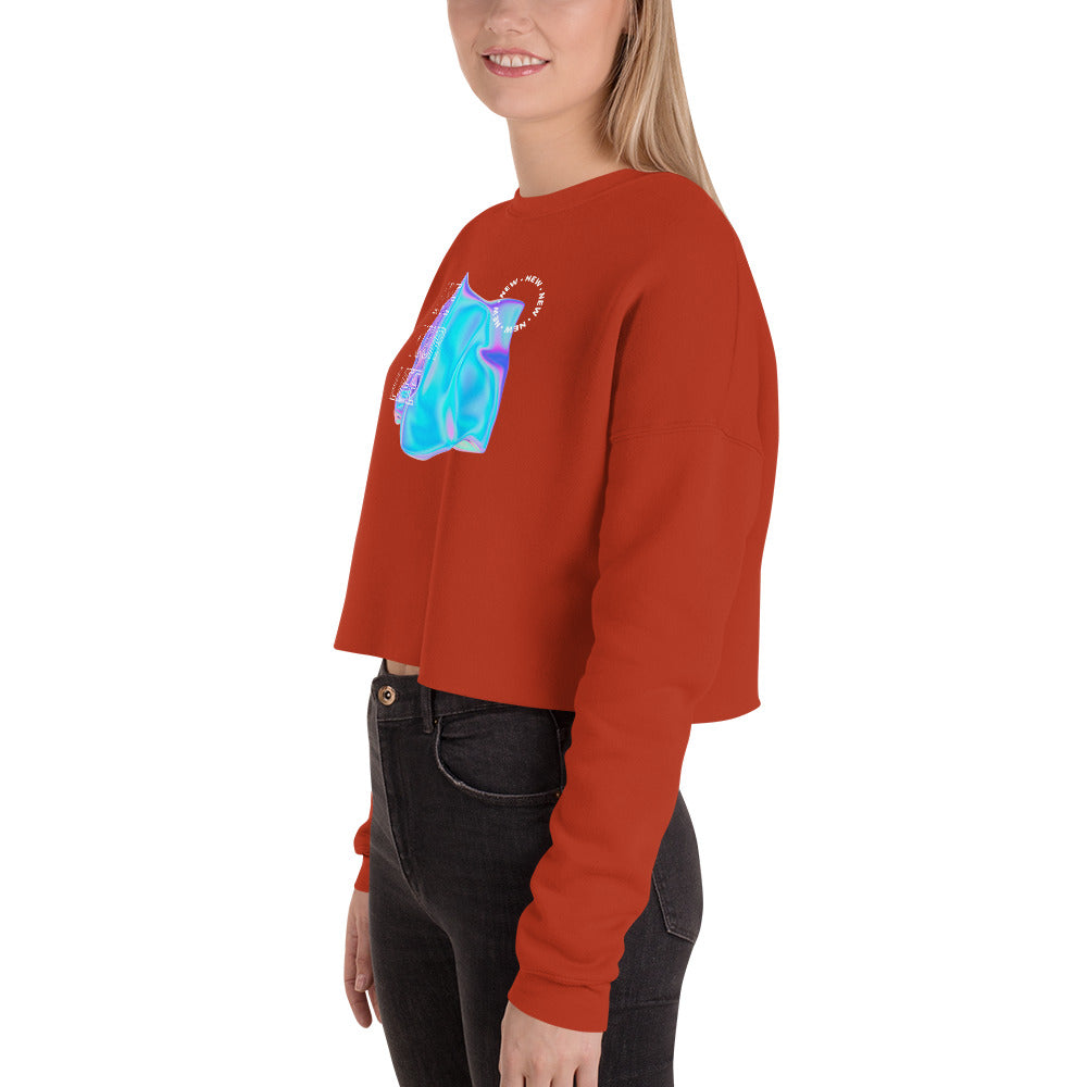 Vivid Existence Live Your Life Women's Crop Sweatshirt - Brick - FLAKOUT