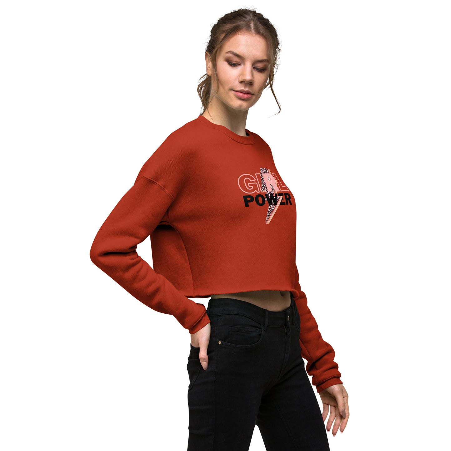 Queenly Girl Power Rebellion Women's Crop Sweatshirt - Brick - FLAKOUT