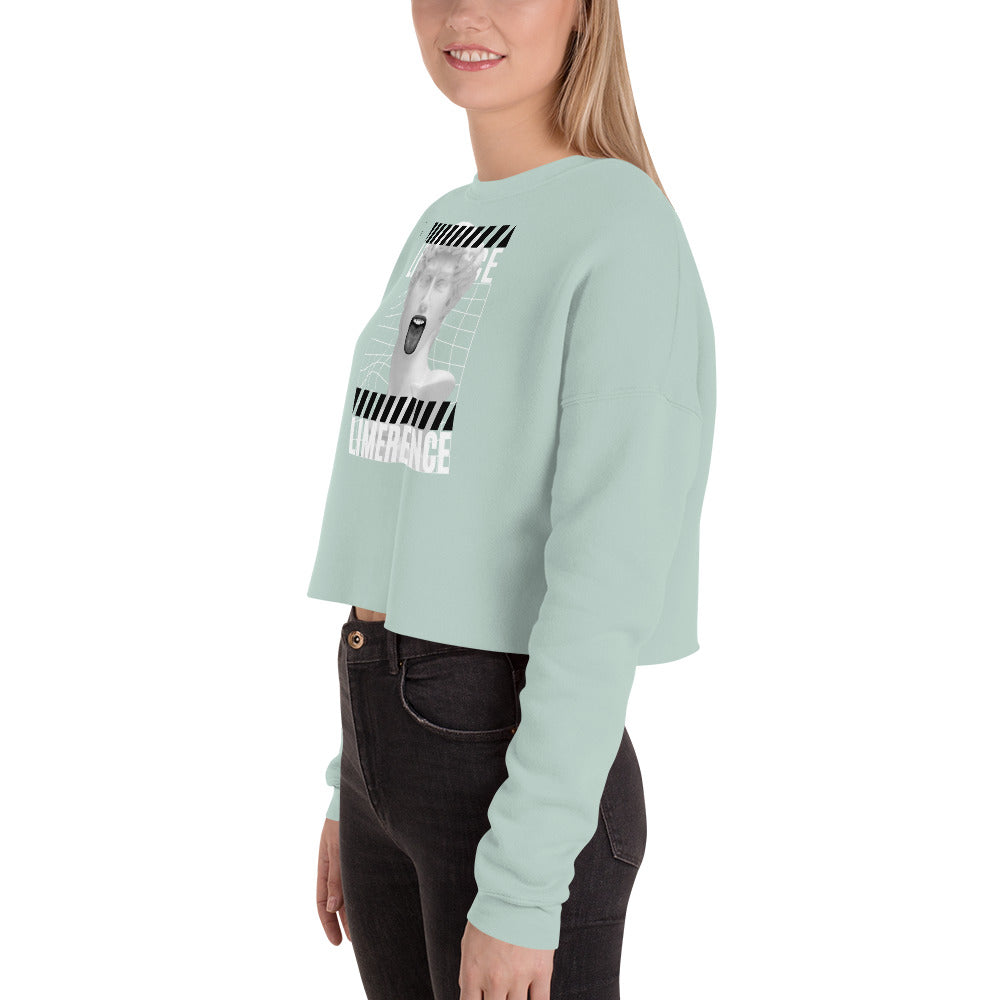 Limerence Women's Crop Sweatshirt - Dusty Blue - FLAKOUT