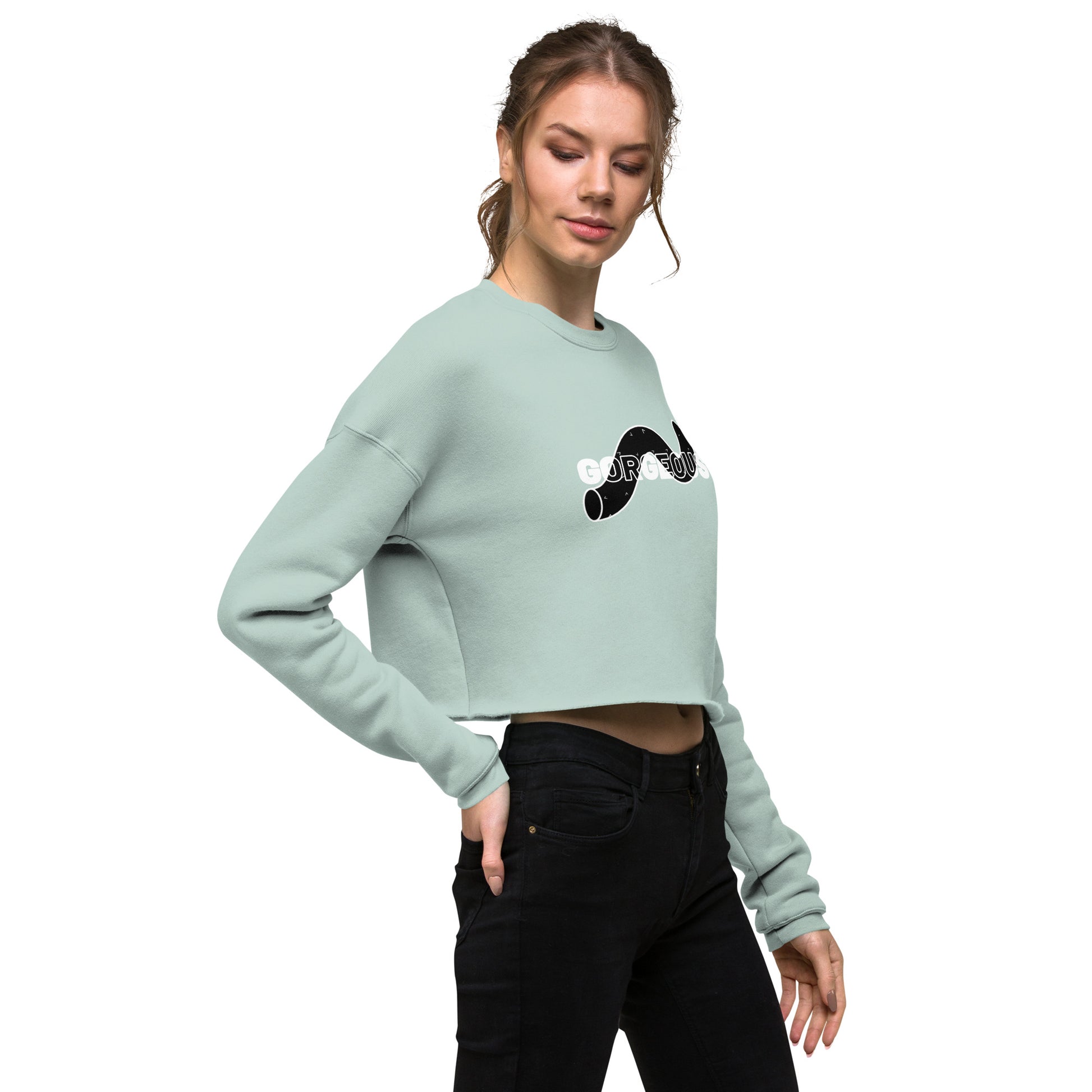 Gorgeous Opullent Allure Women's Crop Sweatshirt - Dusty Blue - FLAKOUT