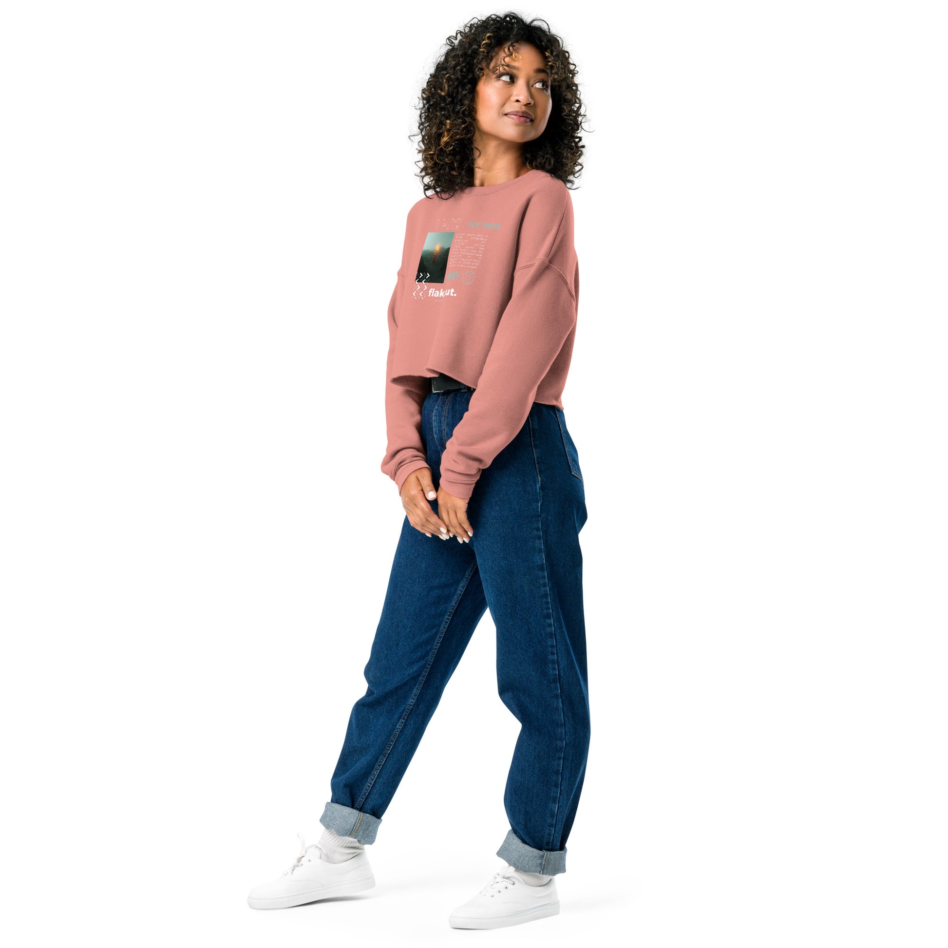 Fly High Voyager Women's Crop Sweatshirt - Mauve - FLAKOUT