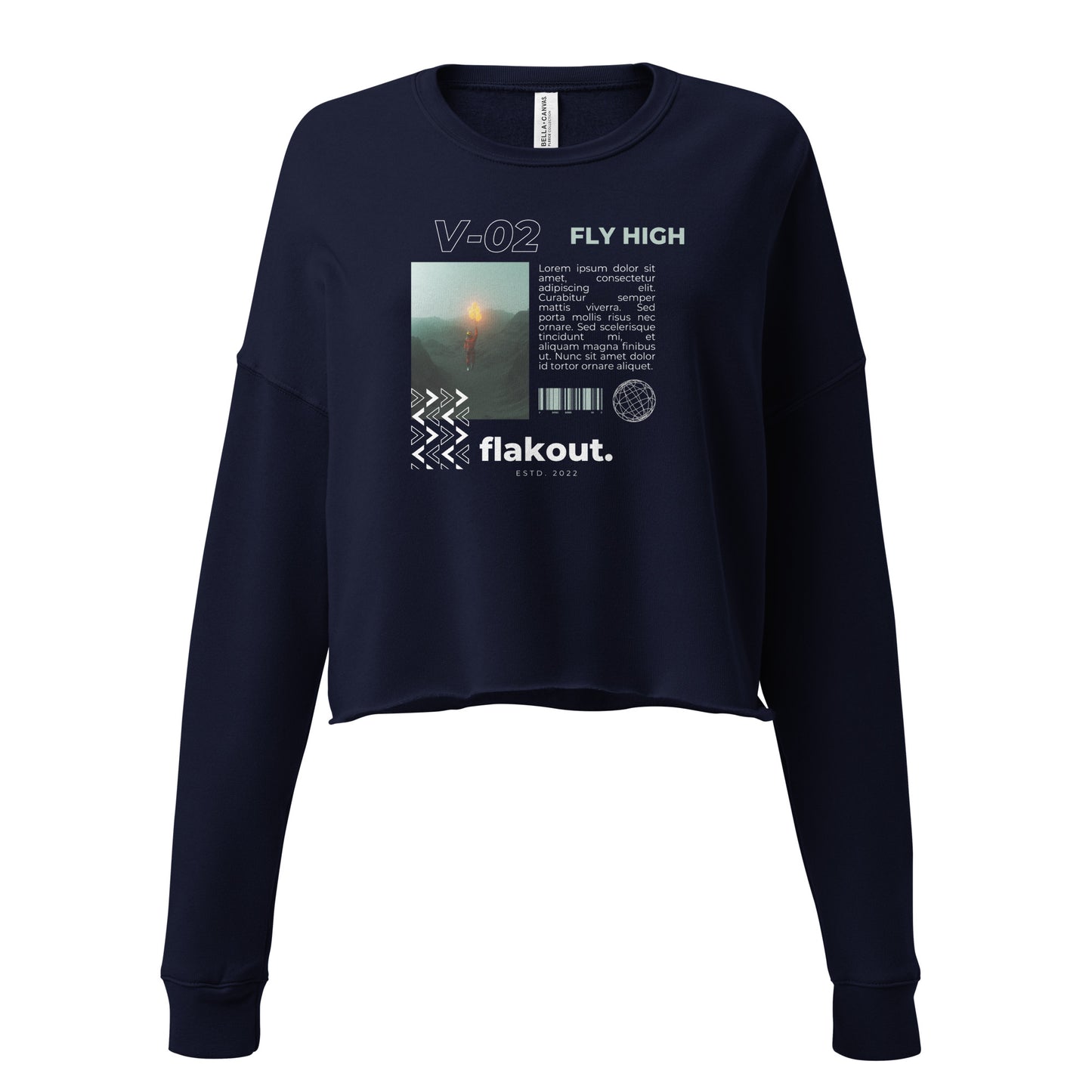 Fly High Voyager Women's Crop Sweatshirt - Navy - FLAKOUT