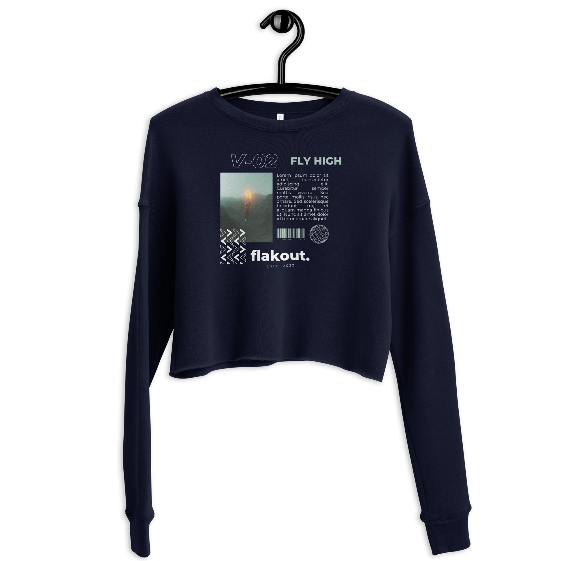 Fly High Voyager Women's Crop Sweatshirt - Navy - FLAKOUT