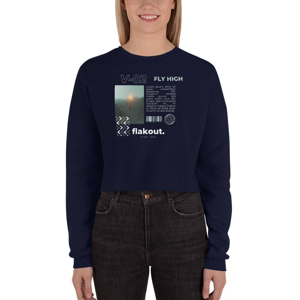 Fly High Voyager Women's Crop Sweatshirt - Navy - FLAKOUT