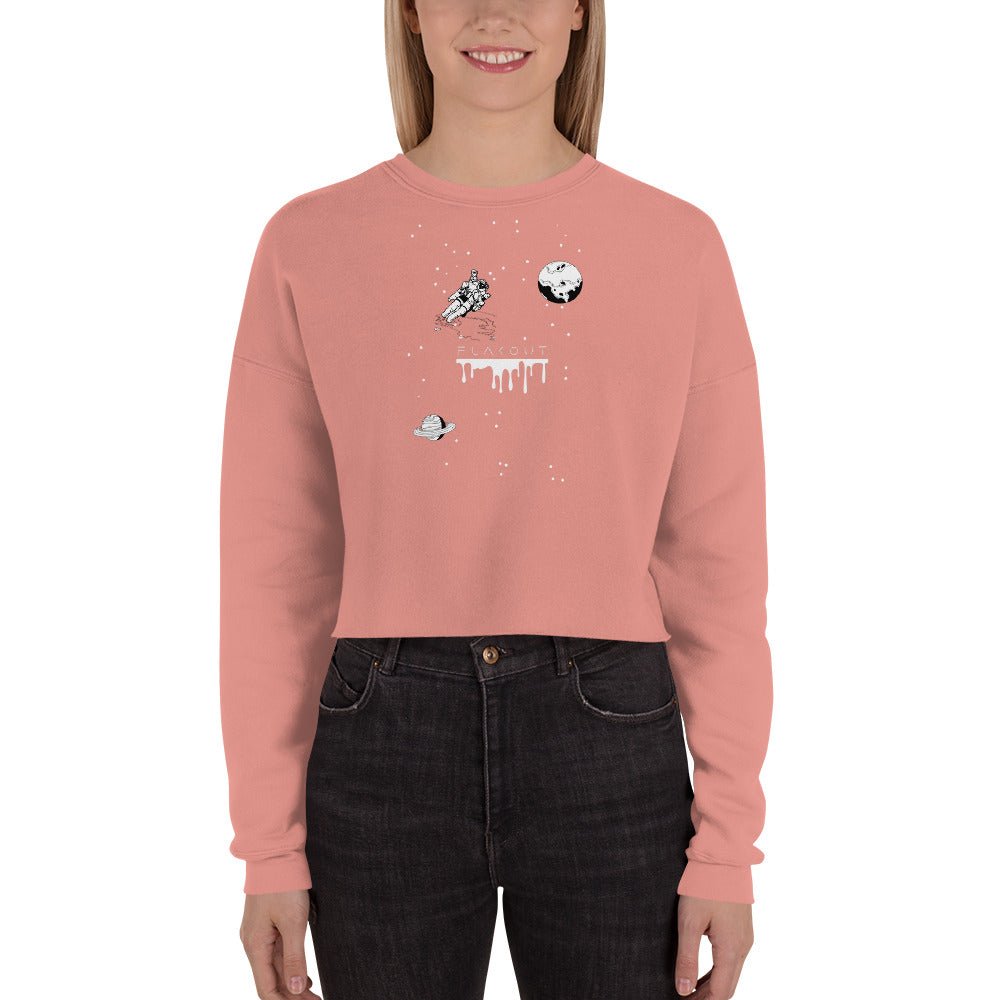 Astronaut Women's Crop Sweatshirt - Mauve - FLAKOUT