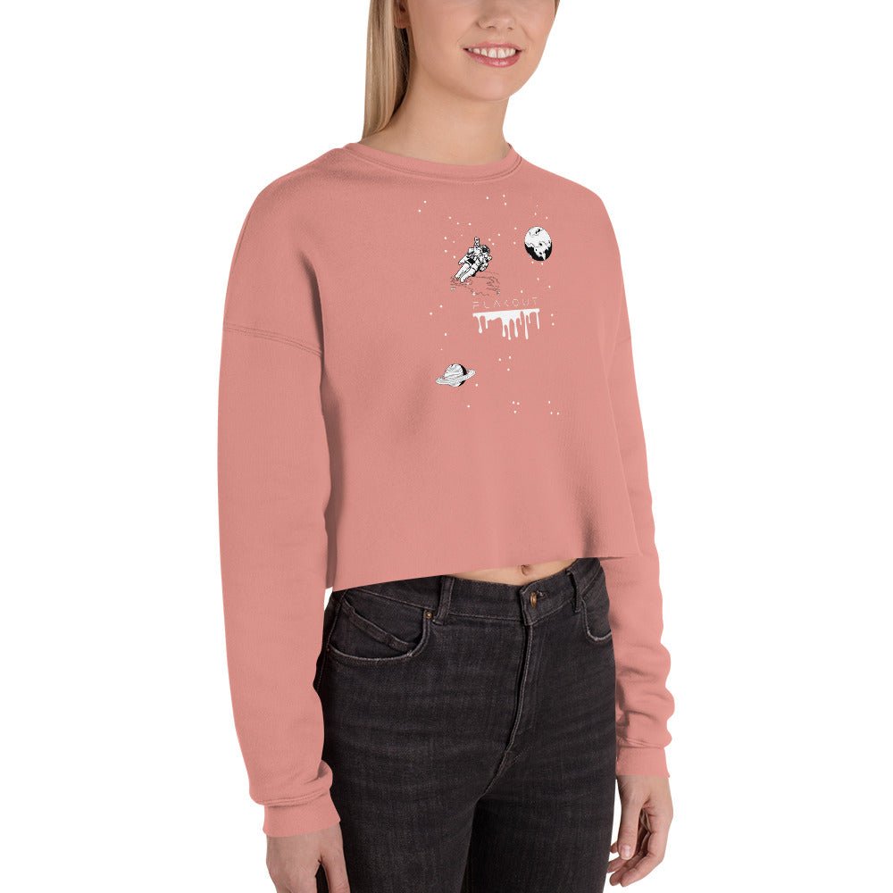 Astronaut Women's Crop Sweatshirt - Mauve - FLAKOUT